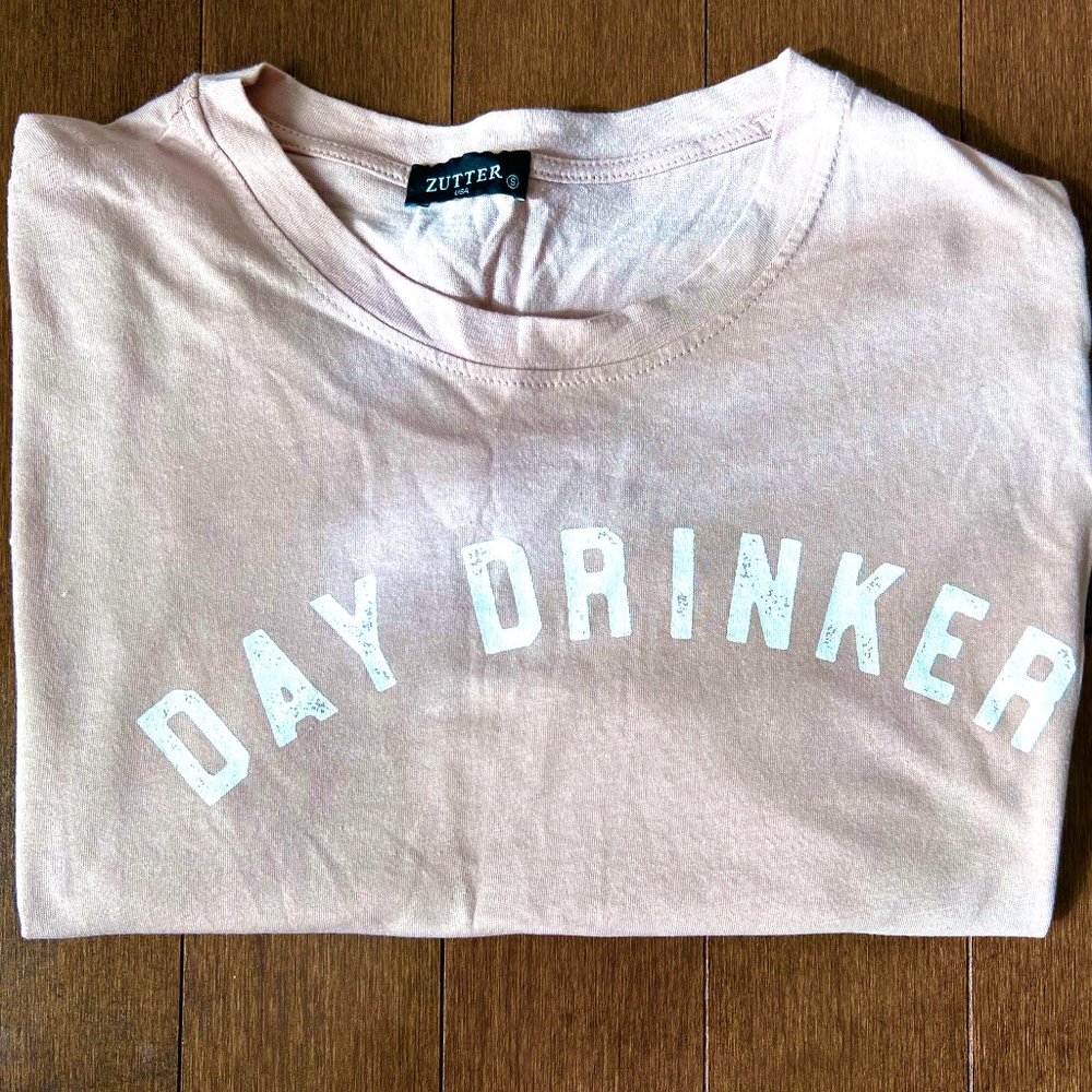 Zutter Day Drinker shirt light pink mauve tshirt size S